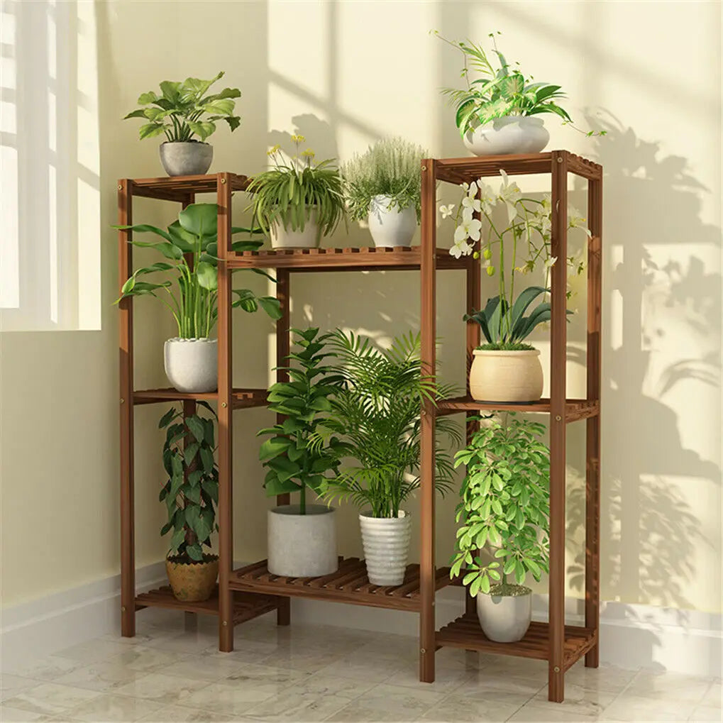 Stylish Bamboo Multi-Tier Plant Stand for Indoor Outdoor Use