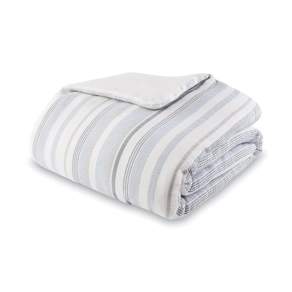 Five Piece Blue Stripe Comforter Set for All Season Comfort