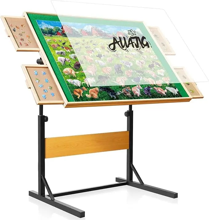 Wooden Jigsaw Puzzle Table for Adults With Drawers