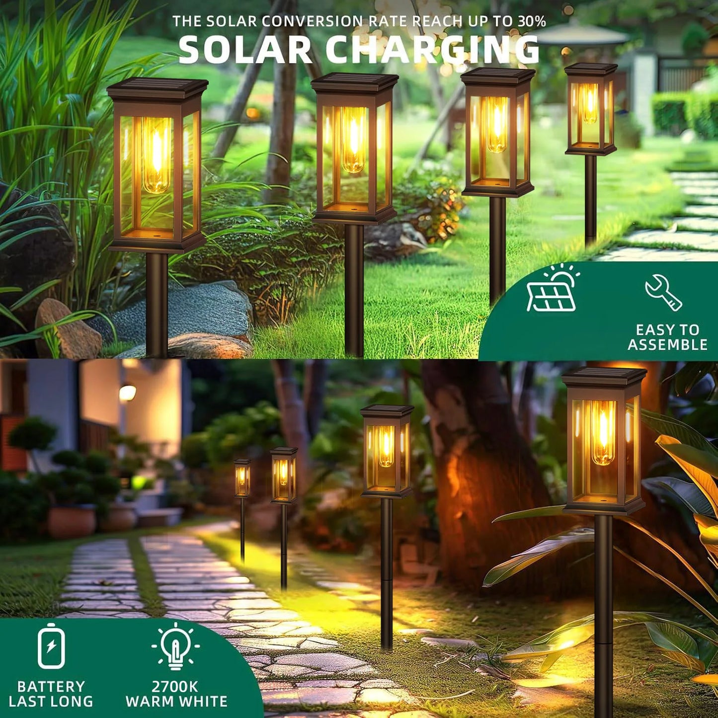 Upgraded Solar Lights For Yard And Garden Walkway 12Hrs