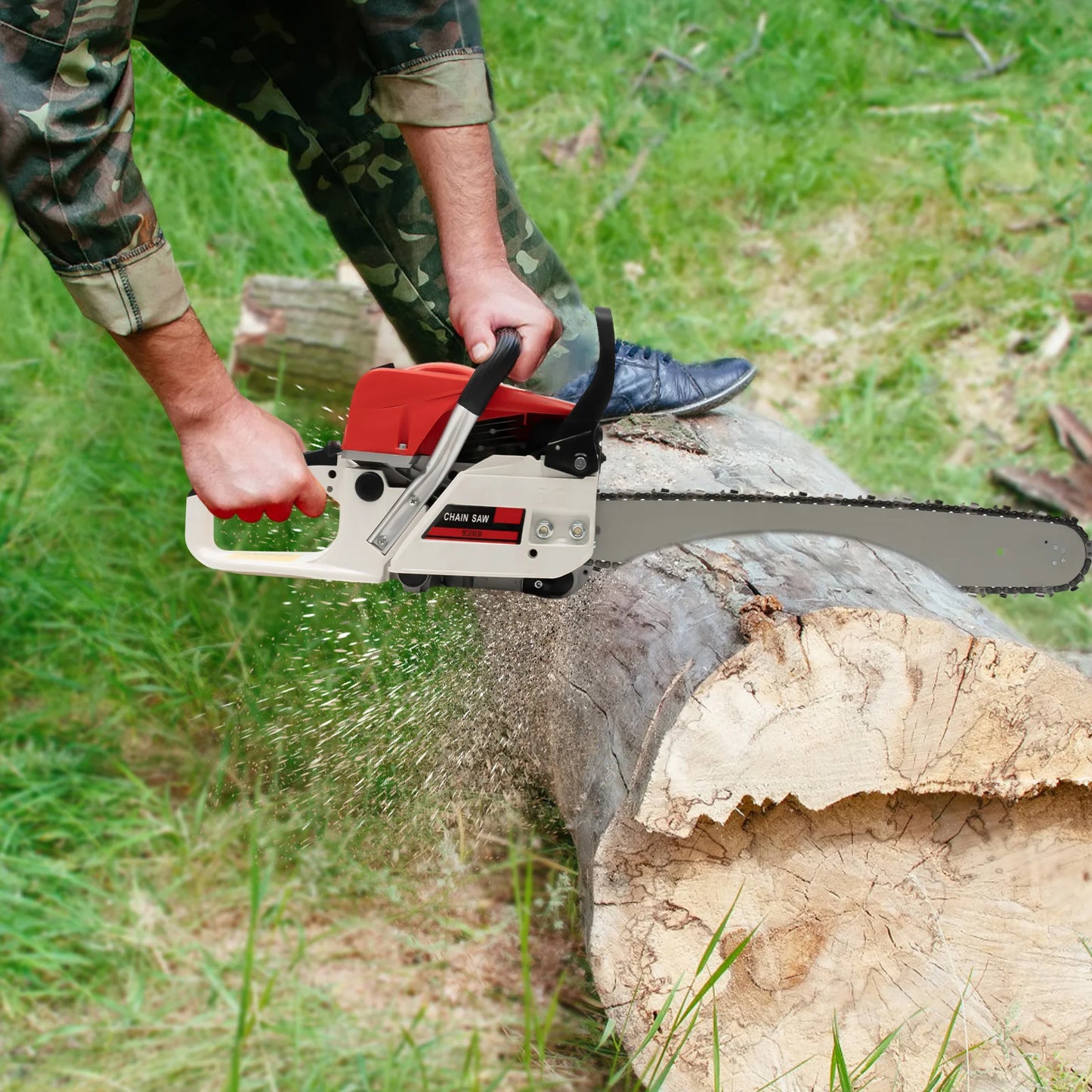Gas Powered Chainsaw for Efficient Tree Pruning and Wood Cutting