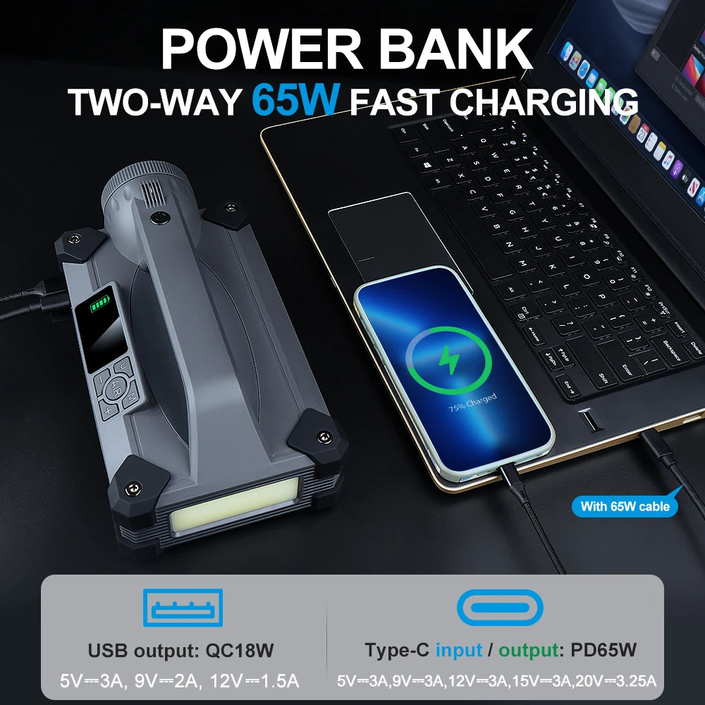 Camason Portable Air Pump Jump Starter Power Bank Flashlight