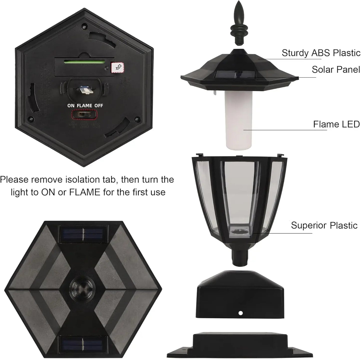 Waterproof Solar Flame Post Lights for Outdoor Garden Decoration