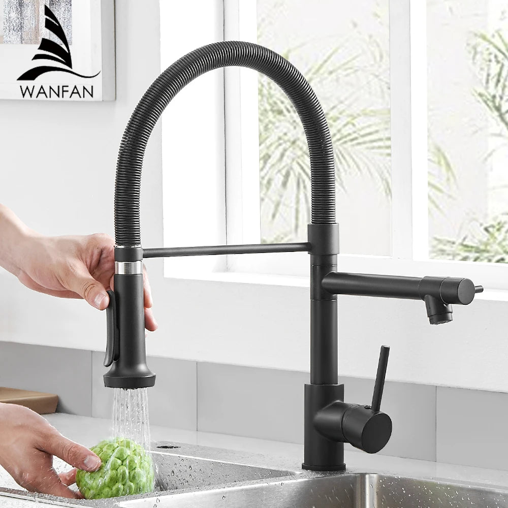 Pull Down Single Lever Kitchen Faucet With Brushed Finish