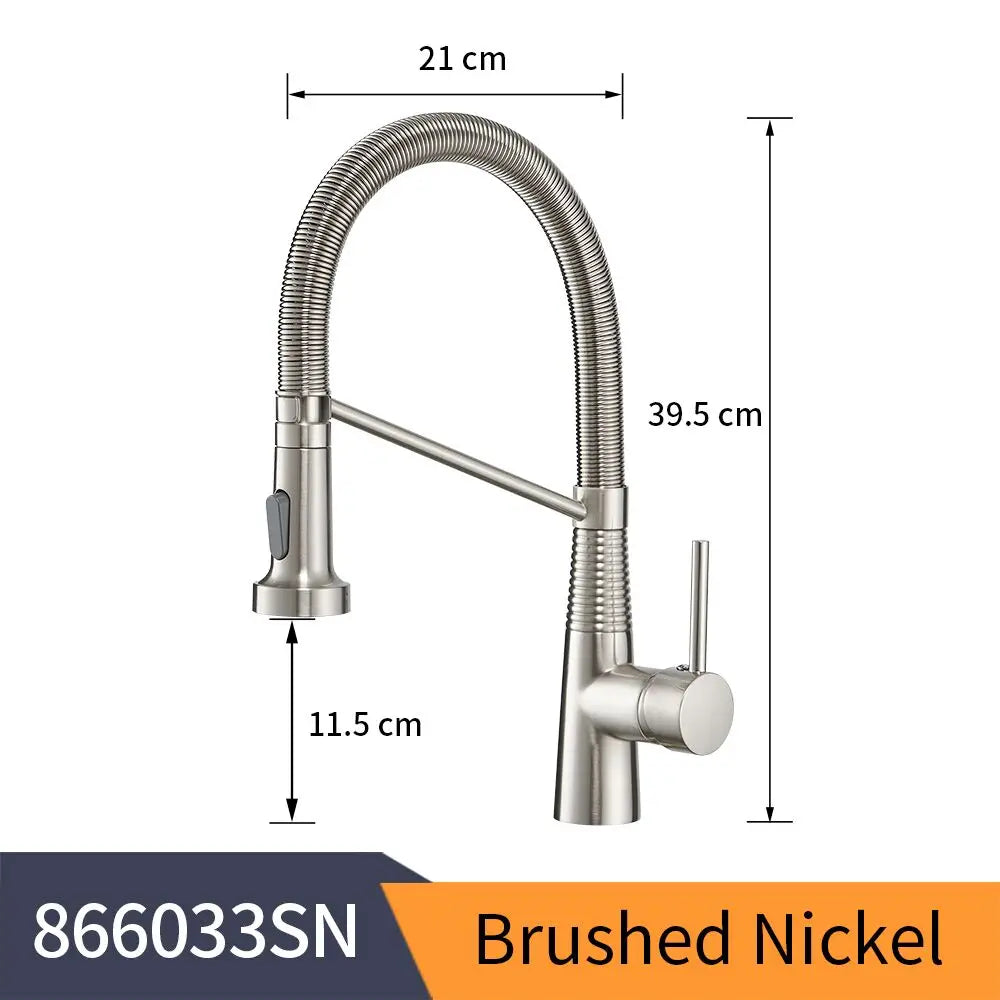 Pull Down Single Lever Kitchen Faucet With Brushed Finish