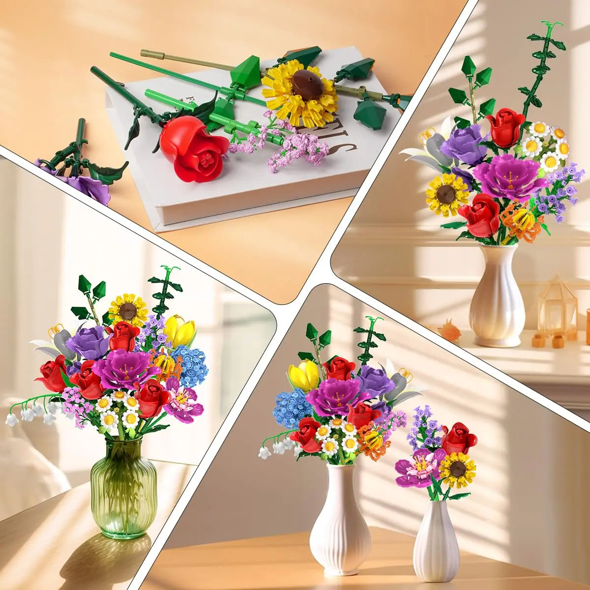 Flower Bouquet Building Set for Creative Home Decor and Gifts