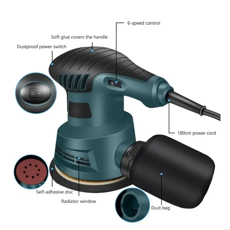 Electric Orbital Sander with Brushless Motor for Woodworking