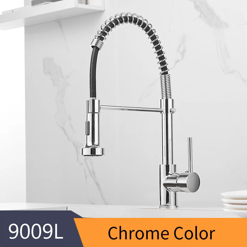 Pull Down Single Lever Kitchen Faucet With Brushed Finish