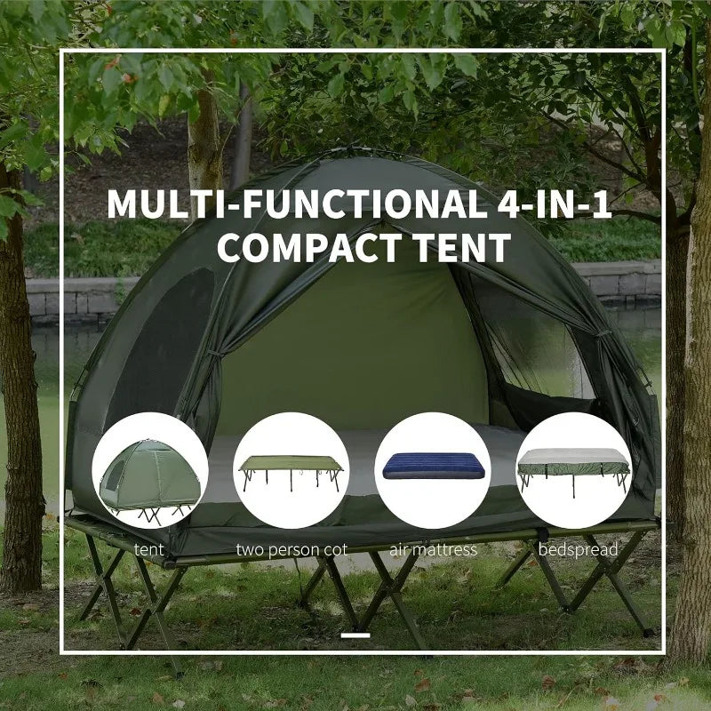 Outsunny 4-in-1 Camping Cot with Tent and Air Mattress