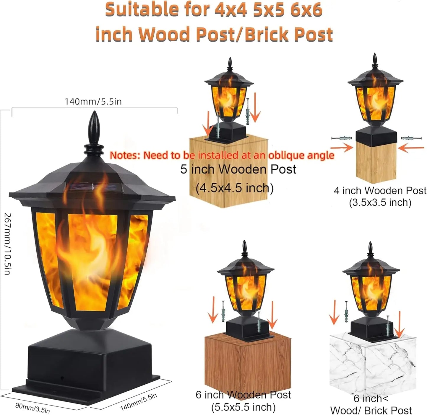 Waterproof Solar Flame Post Lights for Outdoor Garden Decoration