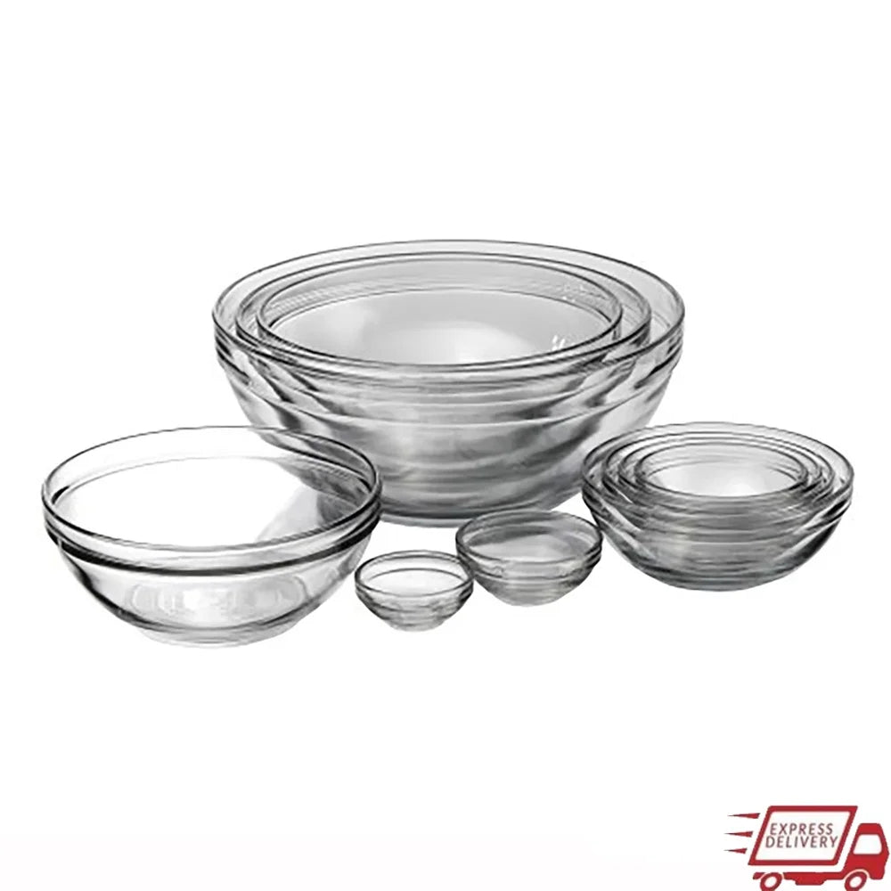 Glass Mixing Bowl Set 10 Piece Nesting Kitchen Essentials