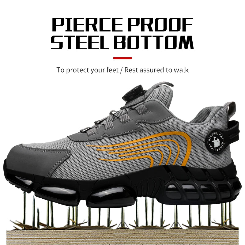 Steel Toe Cap Non Lacing Anti Puncture Casual Work Shoes