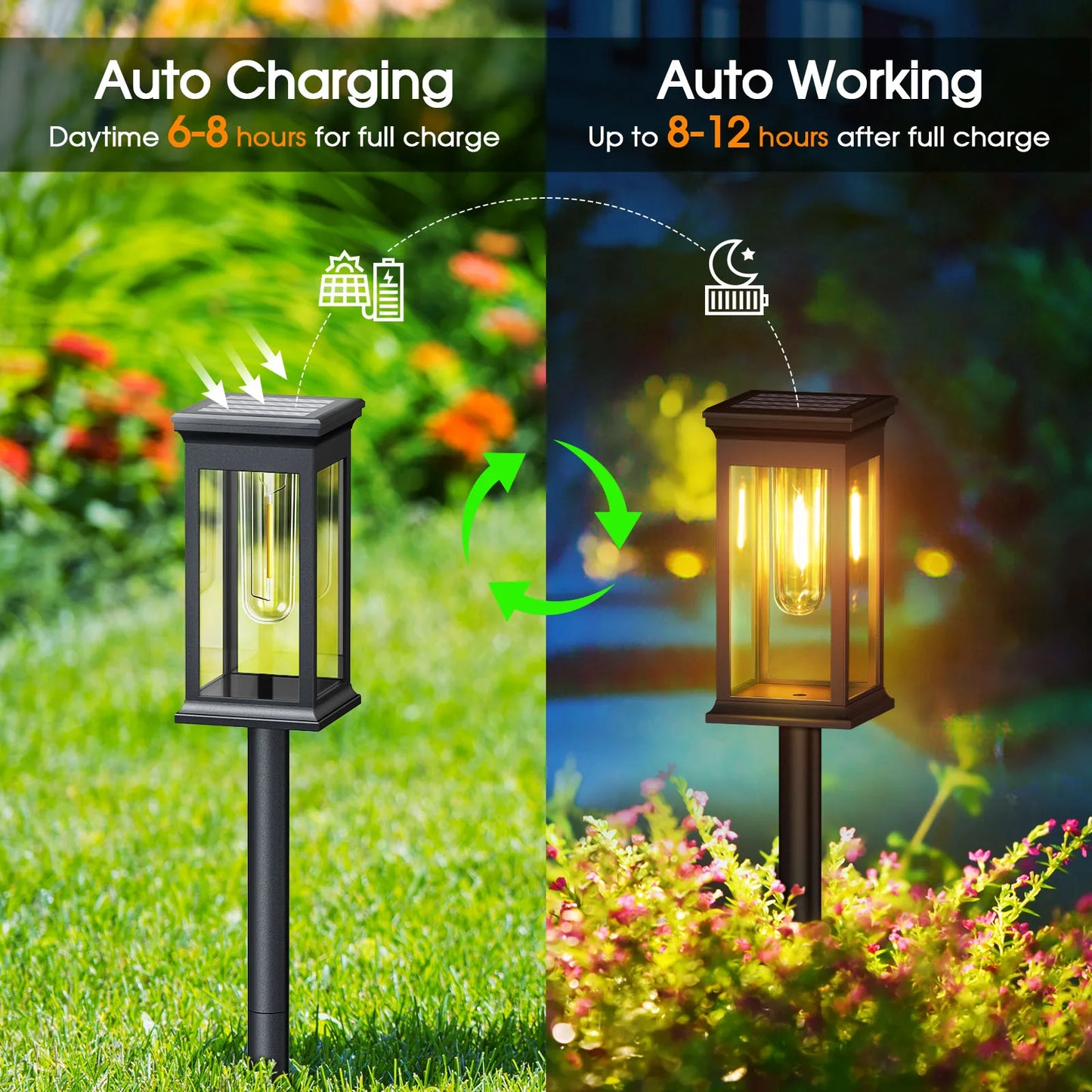 Upgraded Solar Lights For Yard And Garden Walkway 12Hrs