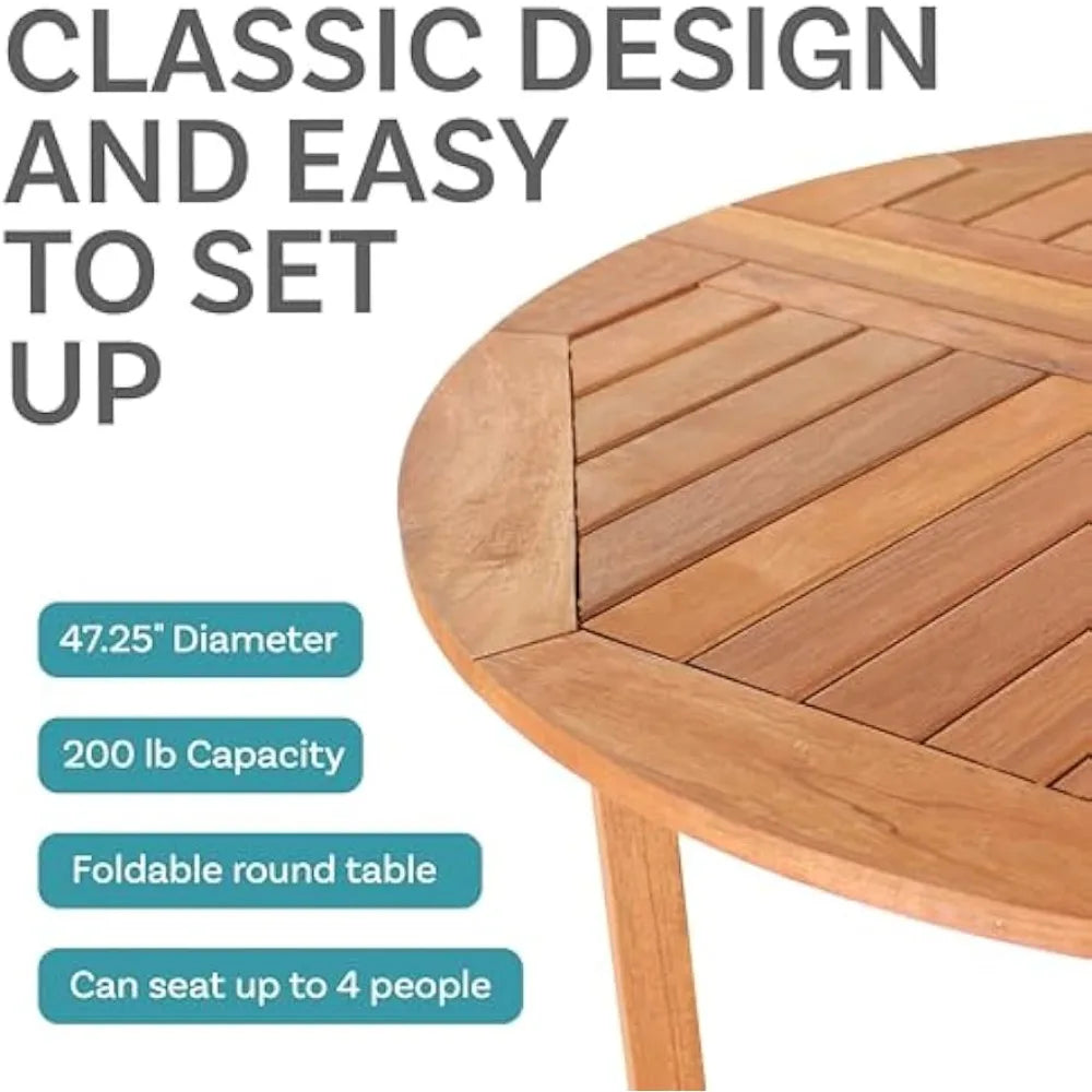 Malaysian Hardwood Folding Patio Dining Table for Space-Saving Fun