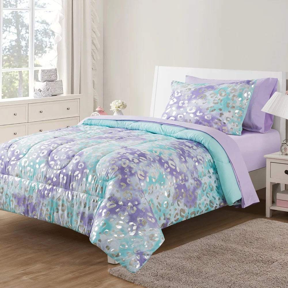 Reversible Cheetah Comforter Bedding Set with Storage Bag