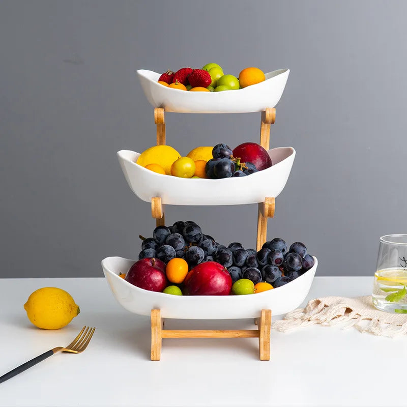 Three Layer Plastic Fruit and Snack Serving Stand
