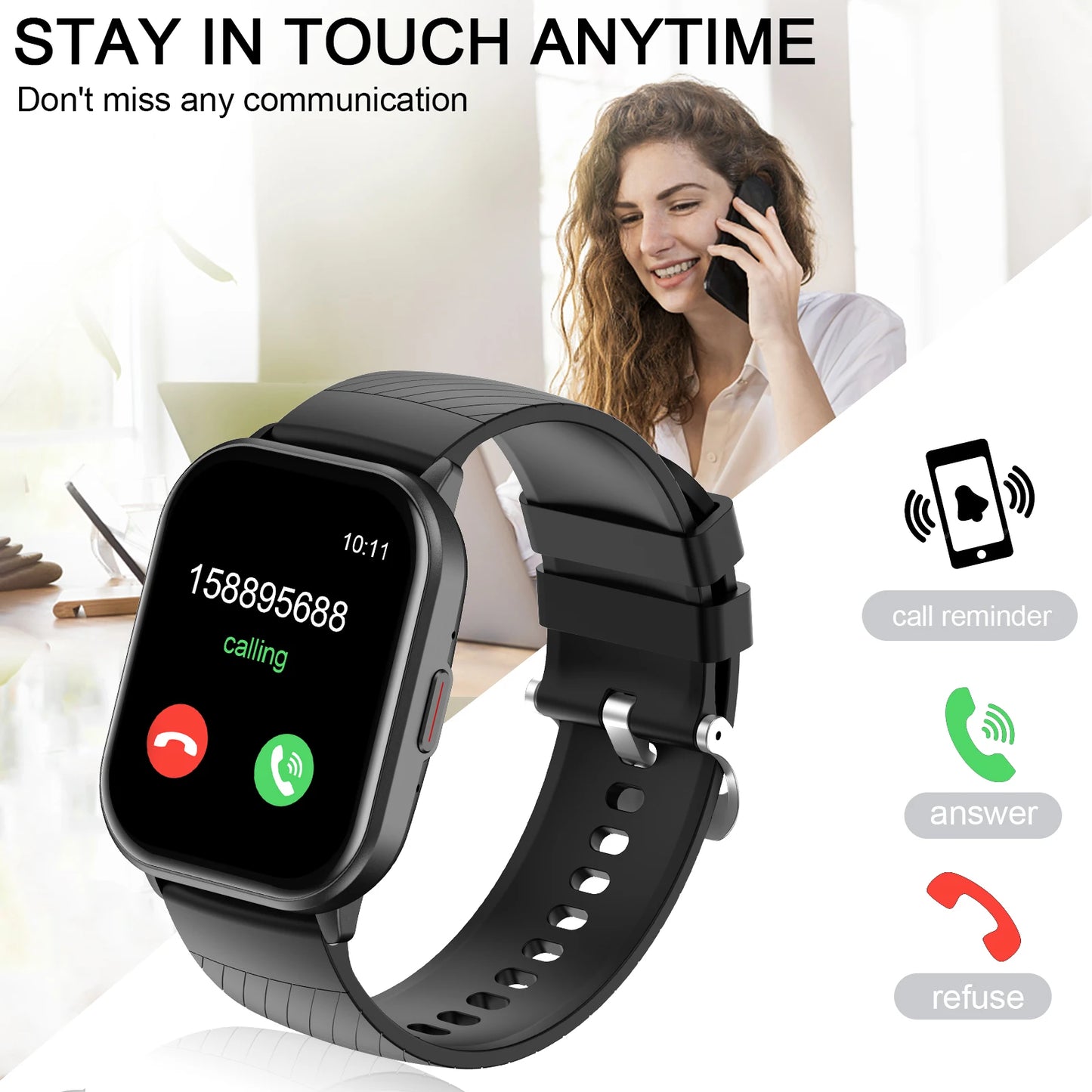 Smart Watch With Calling And SMS Reminder For All Smartphones