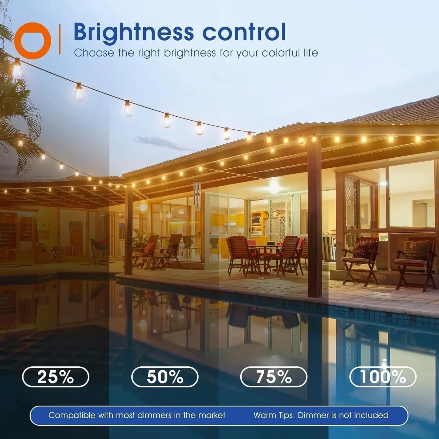 LED Outdoor String Lights Waterproof Dimmable Patio Lighting Solution
