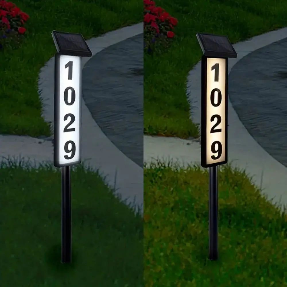 Solar Powered House Number Sign With Smart Light Control