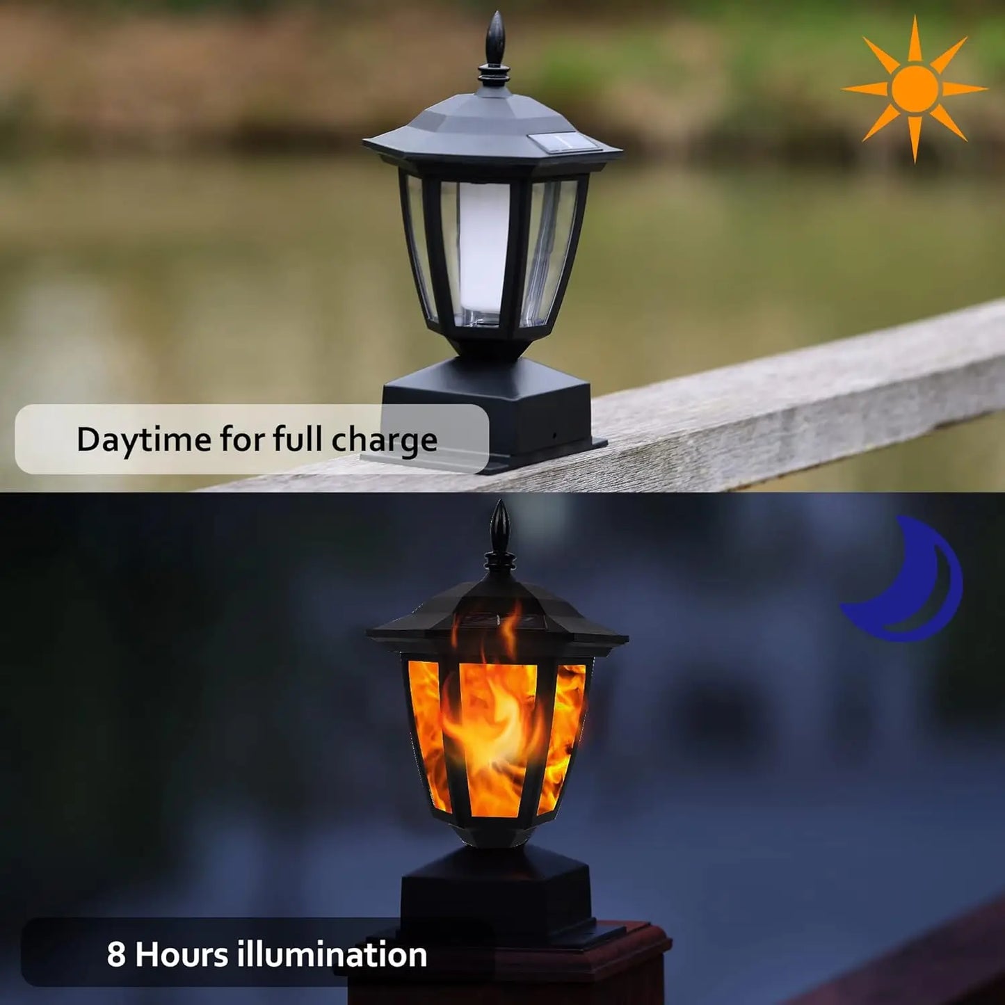 Waterproof Solar Flame Post Lights for Outdoor Garden Decoration