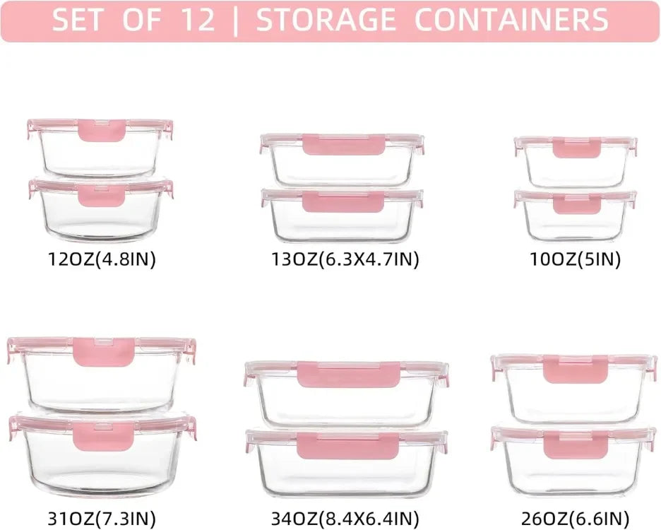 Leak-Proof Glass Storage Containers With Lids For Meal Prep