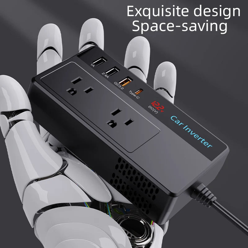 Car Inverter With USB Ports And LED Screen Charger Adapter