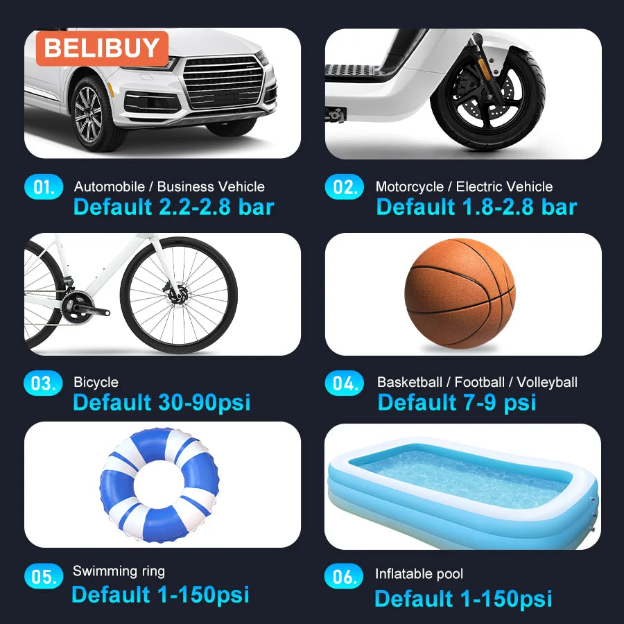 Belibuy Car Air Pump Tire Inflator with USB Mobile Power