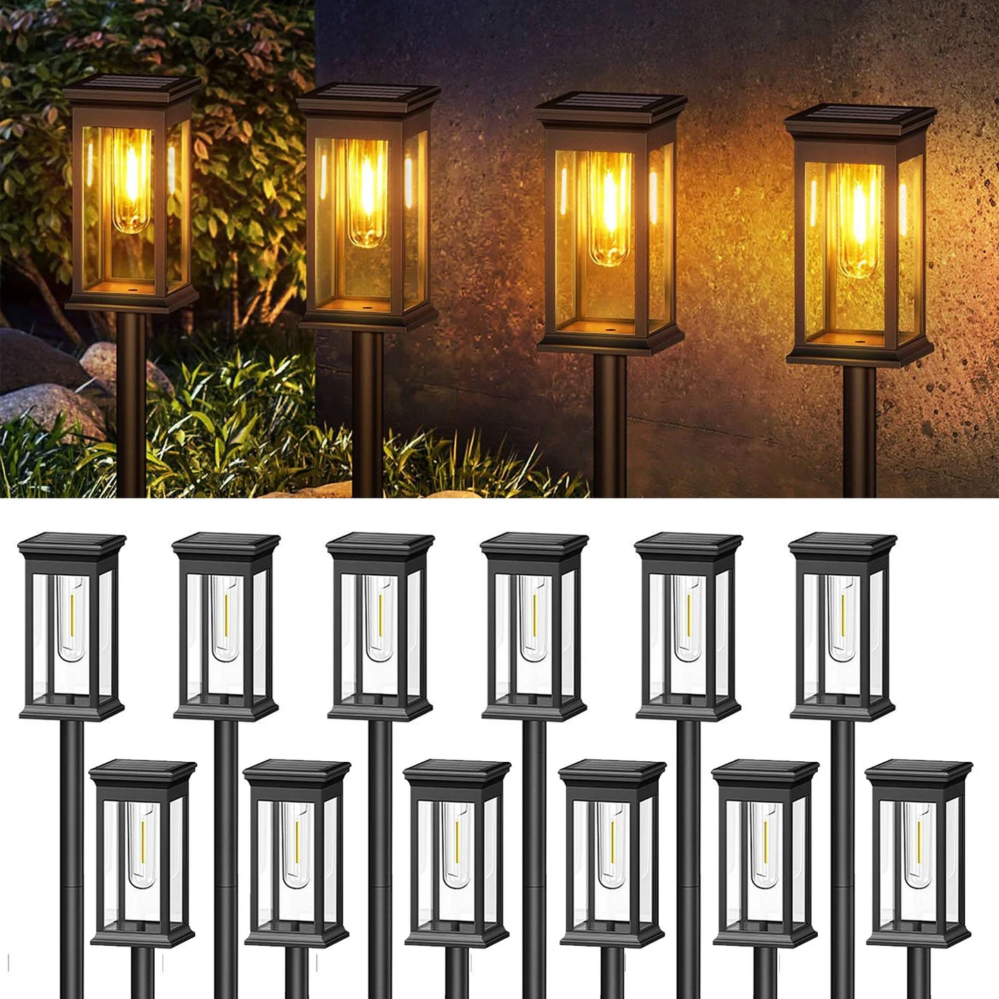 Upgraded Solar Lights For Yard And Garden Walkway 12Hrs