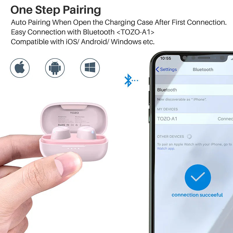 Refurbished TOZO TWS Wireless Earbuds with Touch Control
