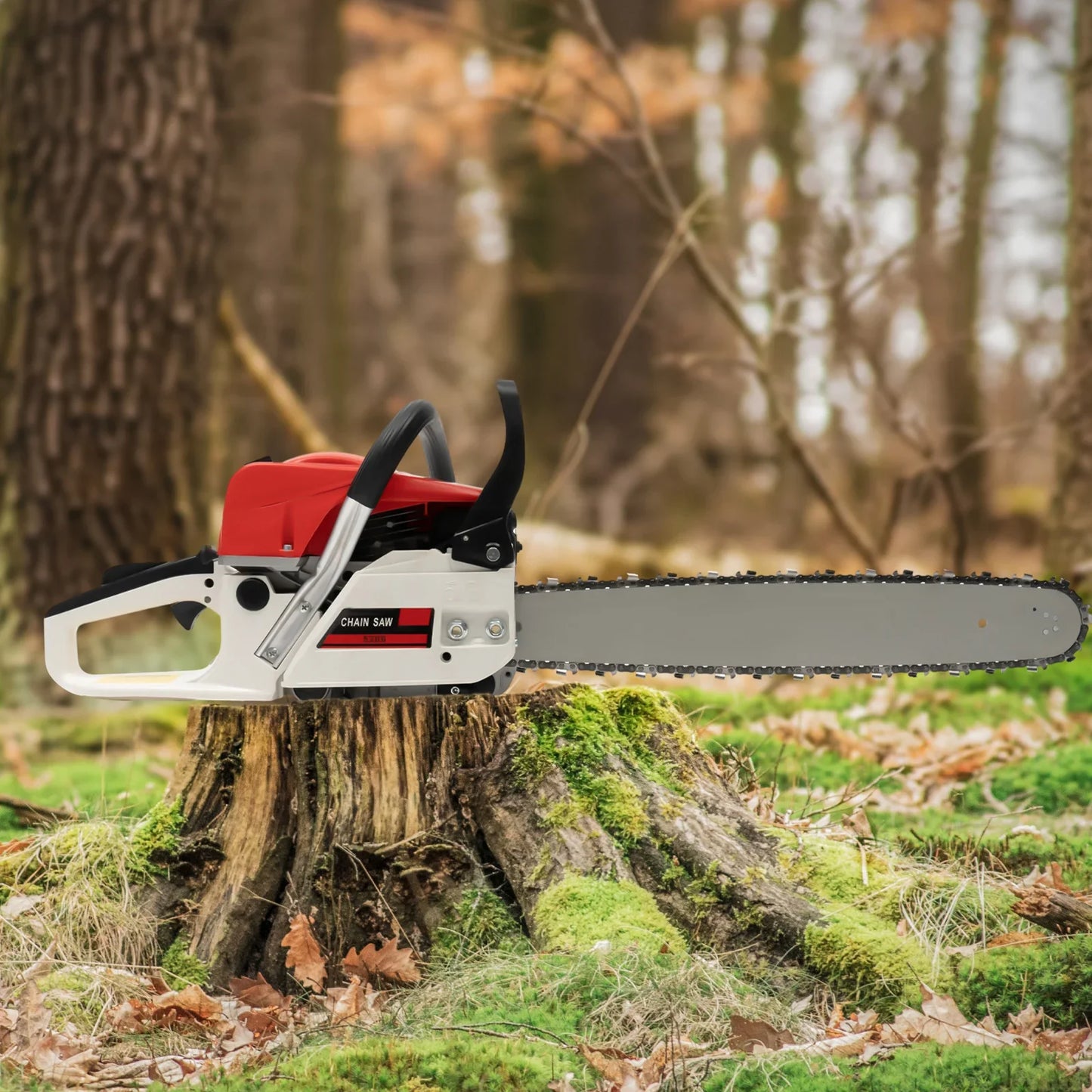 Gas-Powered Chain Saw for Effortless Wood Cutting and Pruning