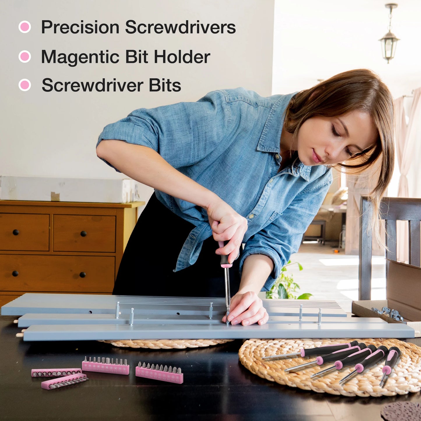 Workpro Pink Tool Kit for Home Repair and DIY Projects