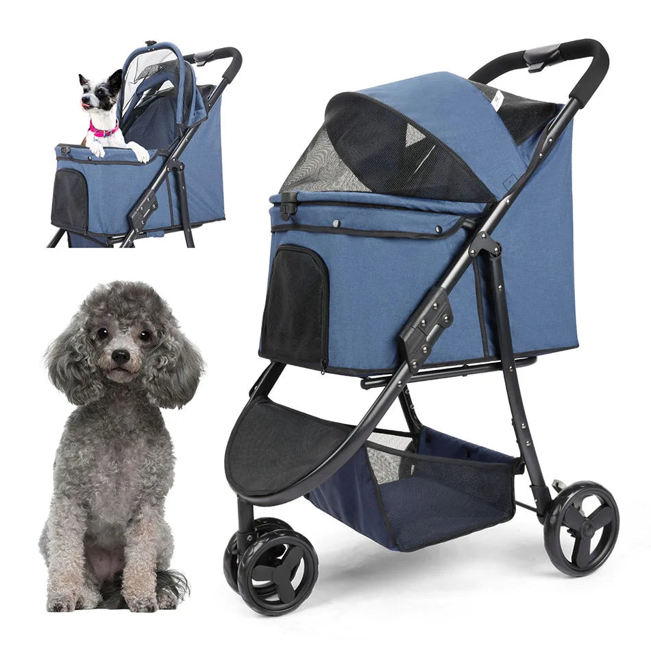 Foldable Pet Stroller Bag for Dogs and Cats on the Go