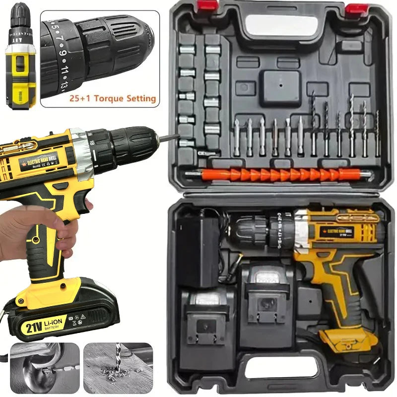 Rechargeable Electric Hand Drill and Screwdriver for Household Use