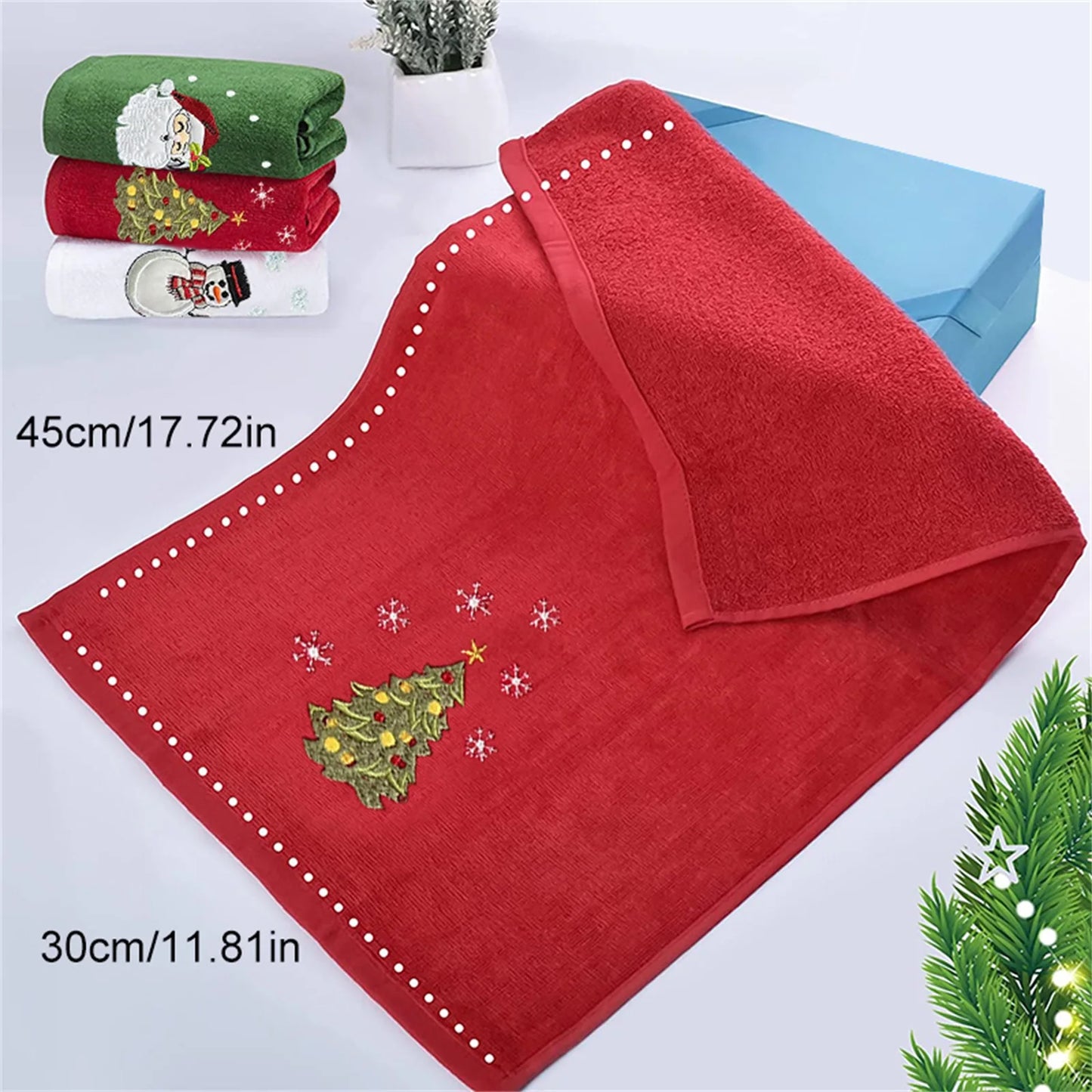 New Year Christmas Embroidered Bath Towel Set for Festive Cheer