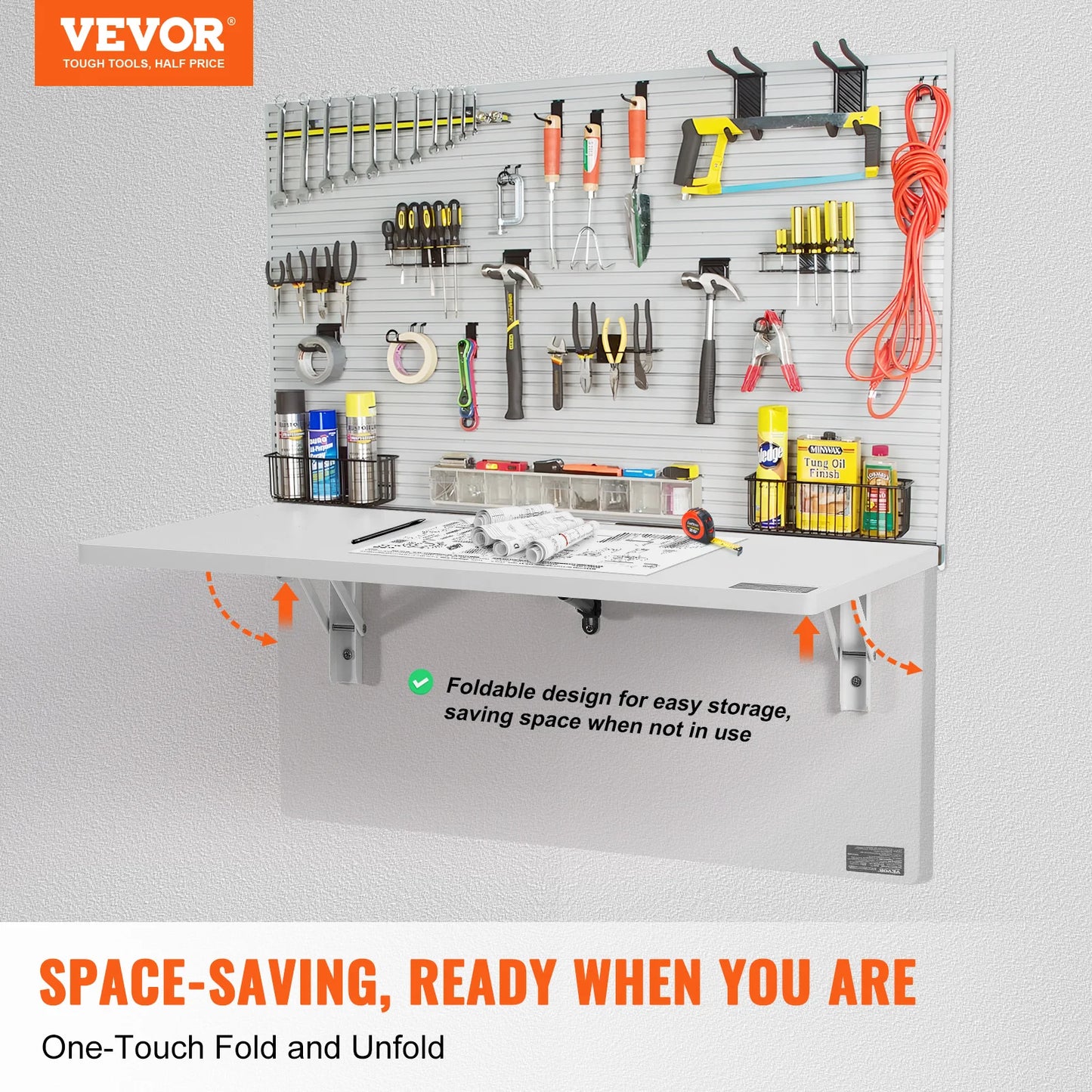 Vevor Wall Mounted Folding Desk With Fold Down Bracket