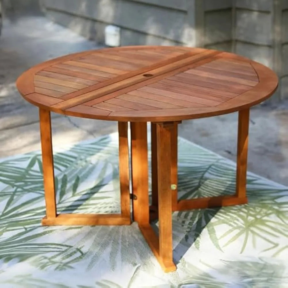 Malaysian Hardwood Folding Patio Dining Table for Space-Saving Fun