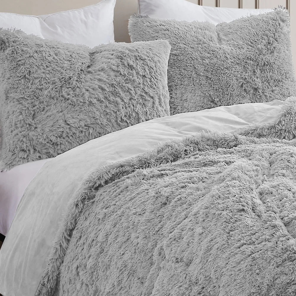 Cozy Plush Faux Fur Microfiber Comforter Bedding Set