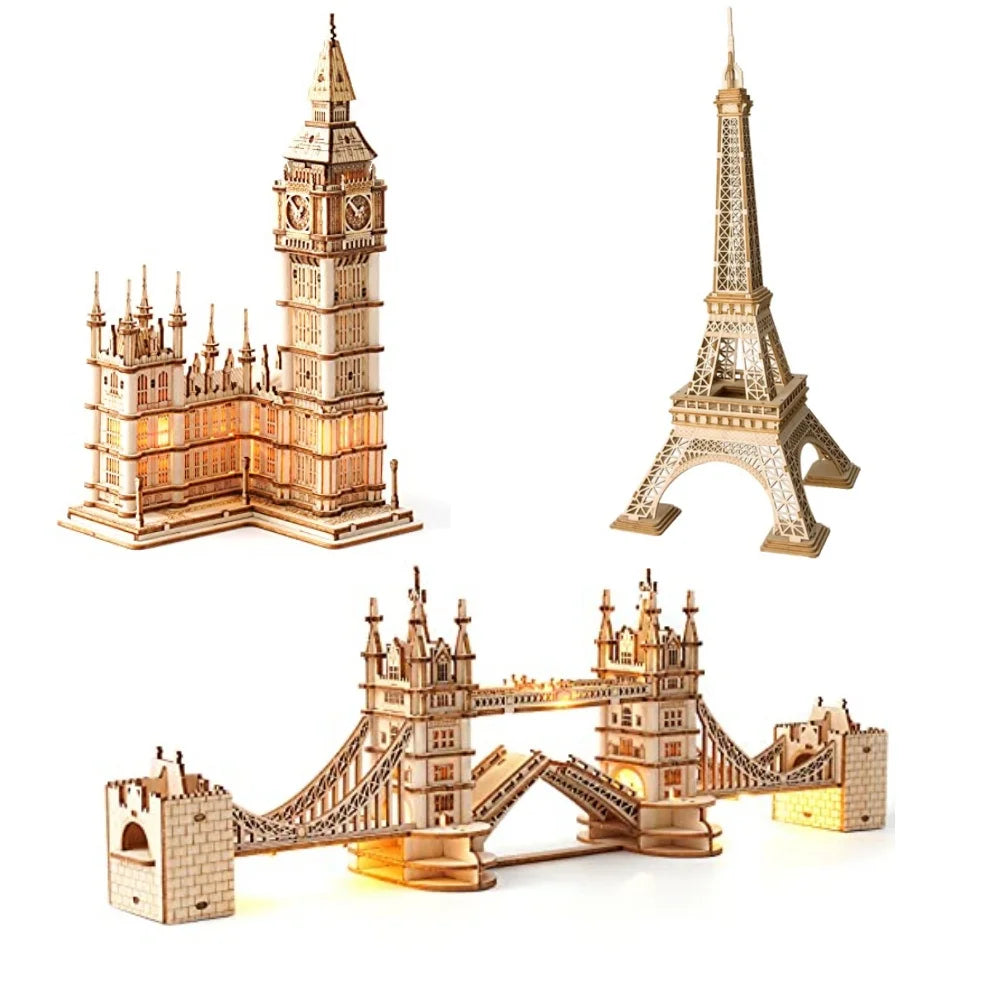 Robotime 3D Wooden Puzzle Kit Tower Bridge Big Ben Set
