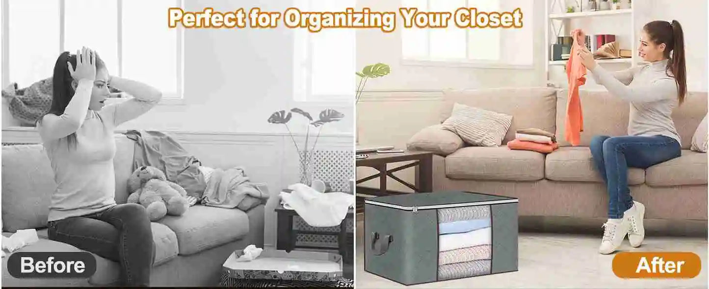 Large Storage Bags with Sturdy Handles for Organized Closet