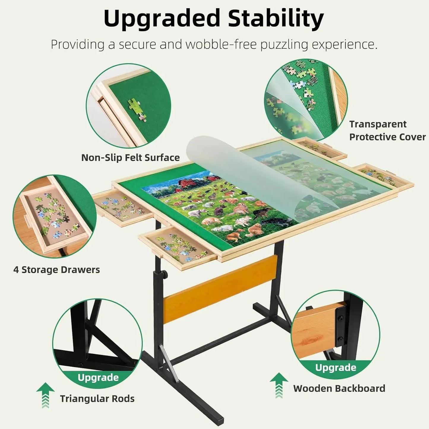 Wooden Jigsaw Puzzle Table for Adults With Drawers