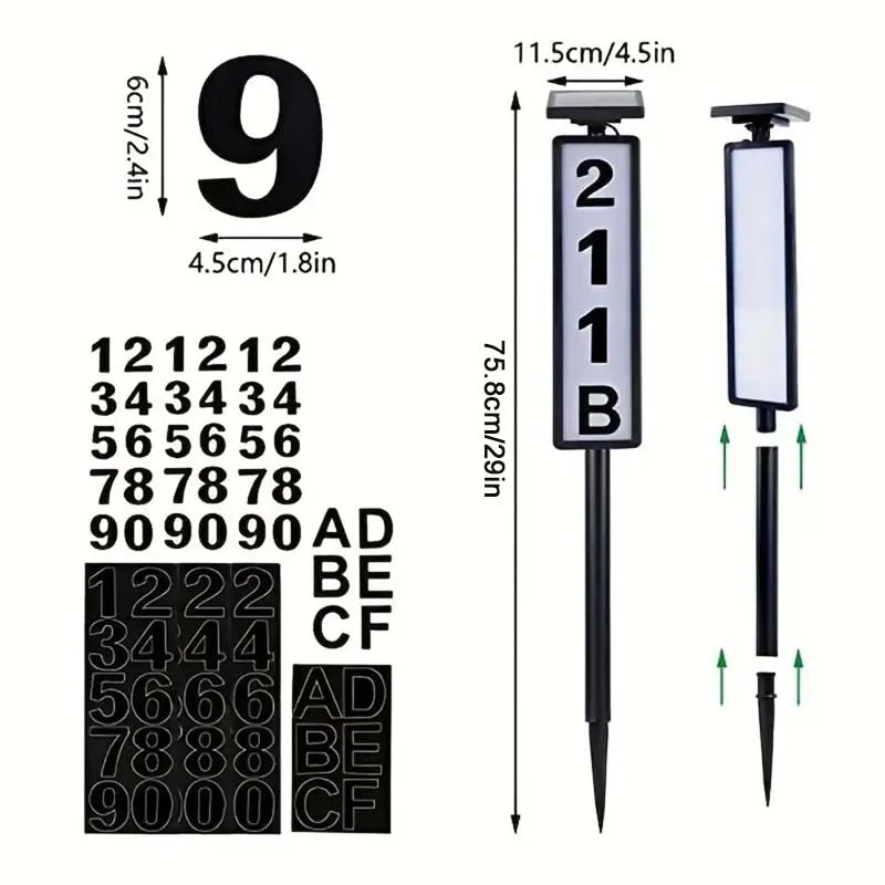 Solar Powered House Number Sign With Smart Light Control