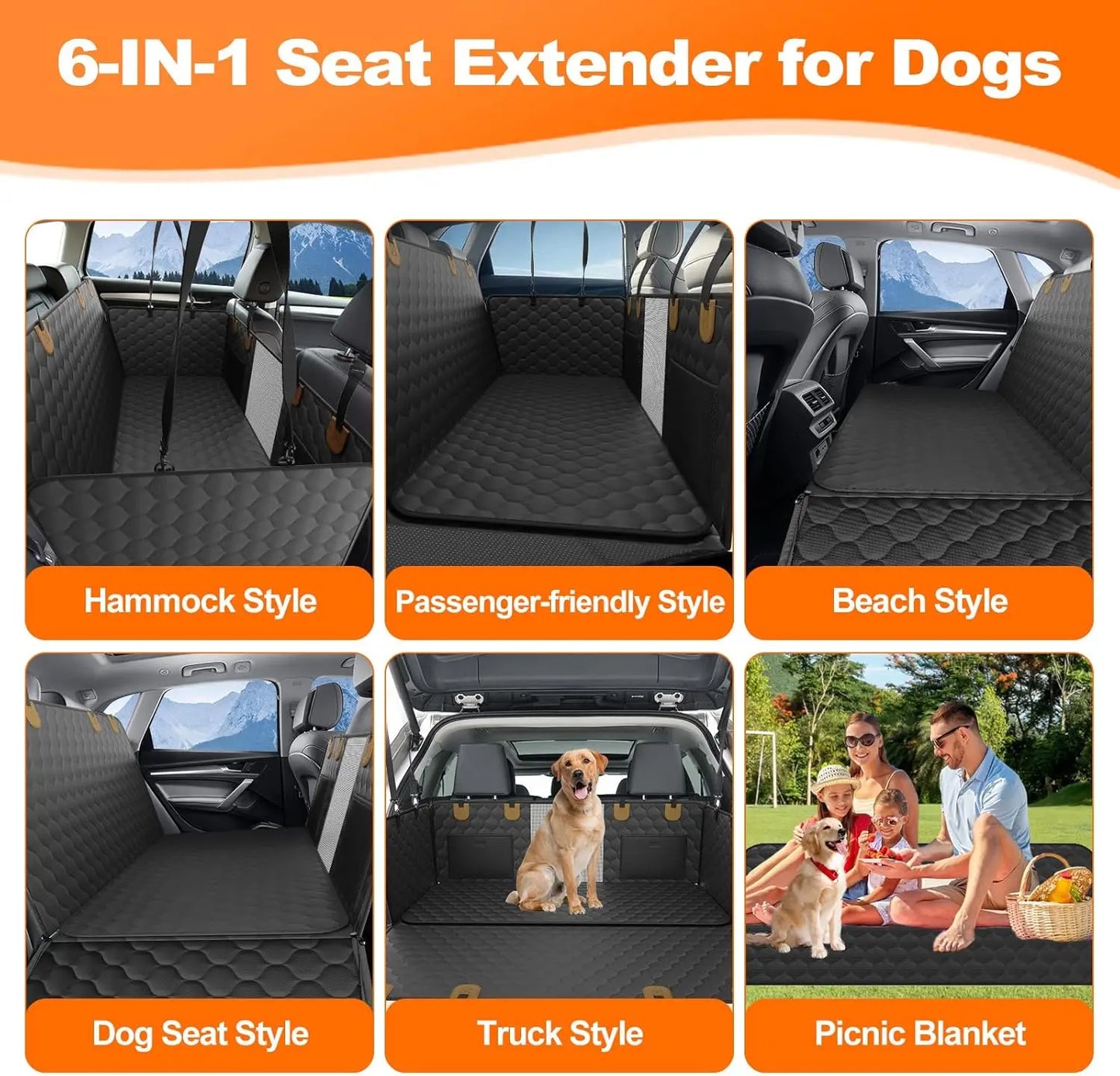 Waterproof Travel Dog Car Seat Hammock for Pet Safety