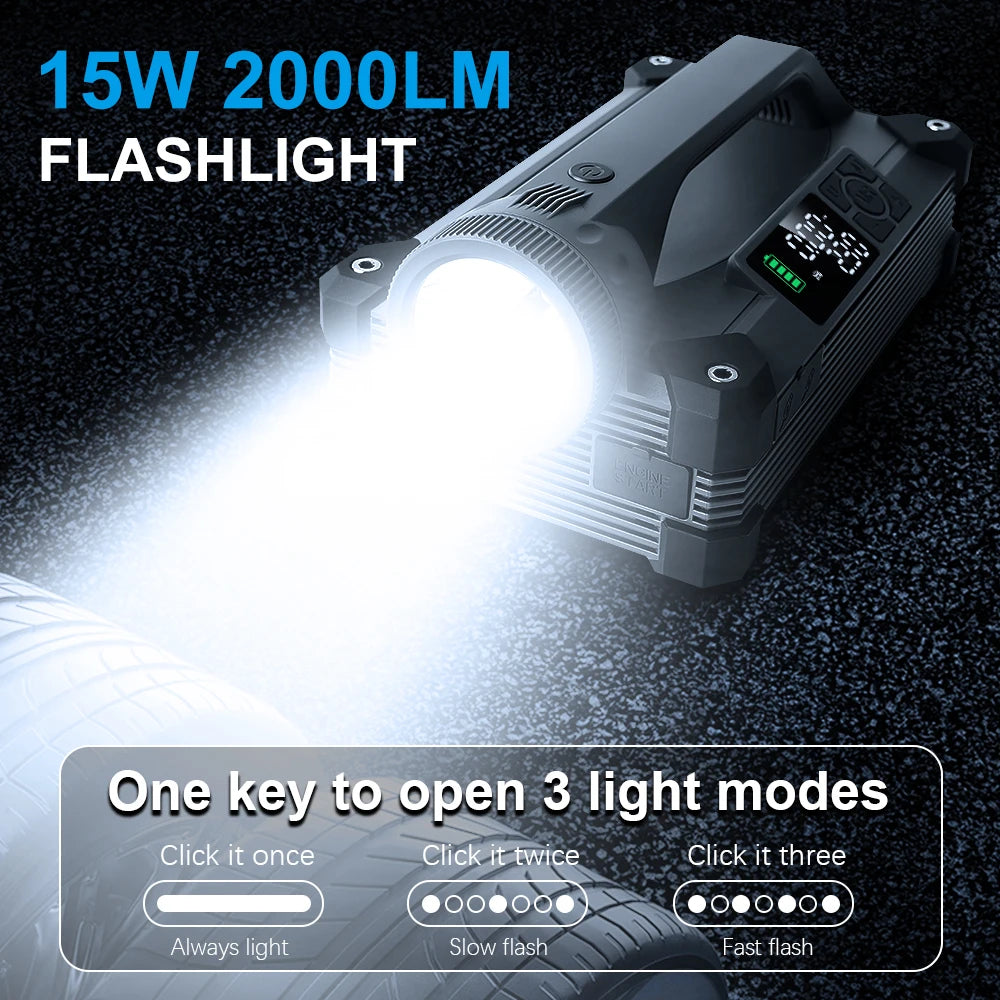 Camason Portable Air Pump Jump Starter Power Bank Flashlight