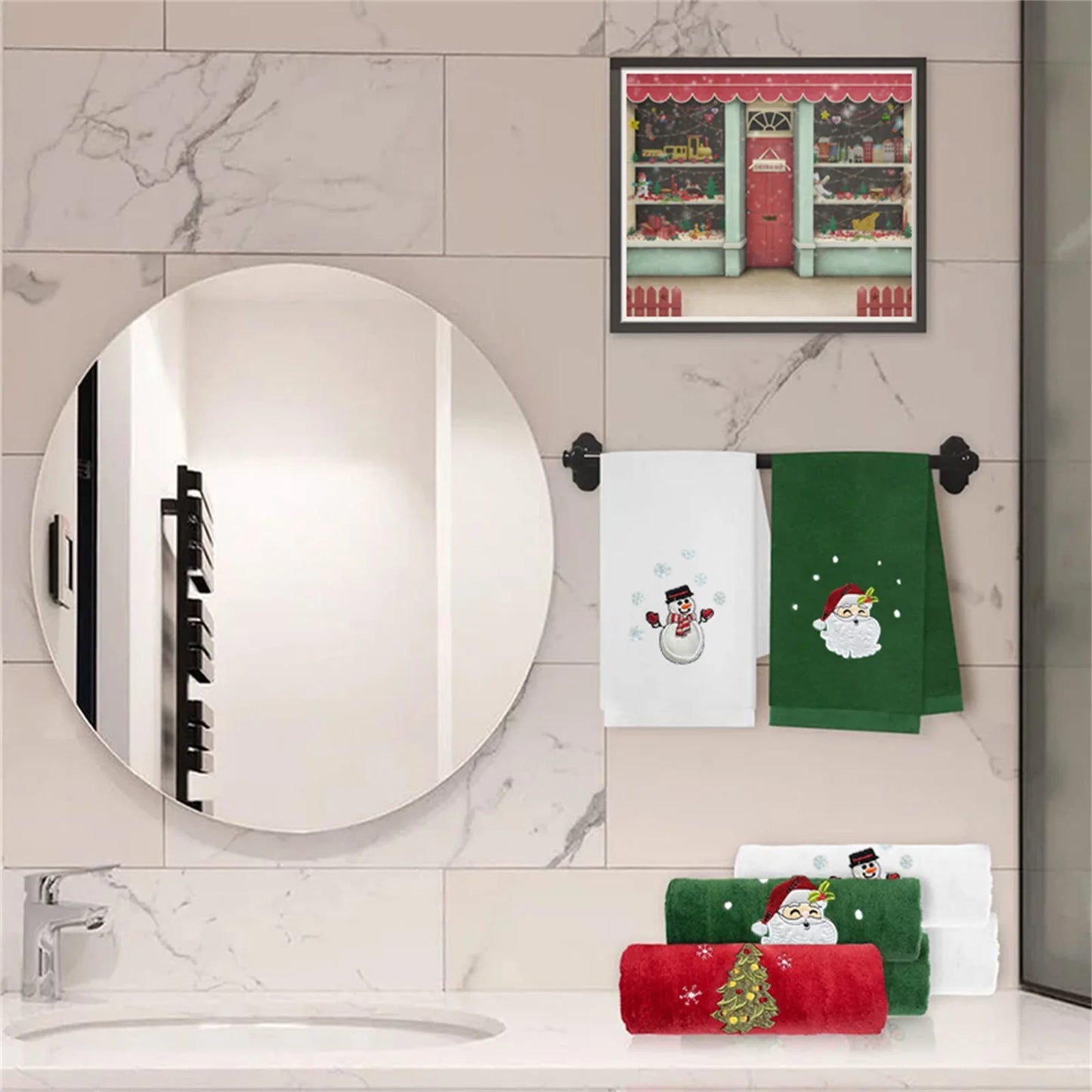 New Year Christmas Embroidered Bath Towel Set for Festive Cheer