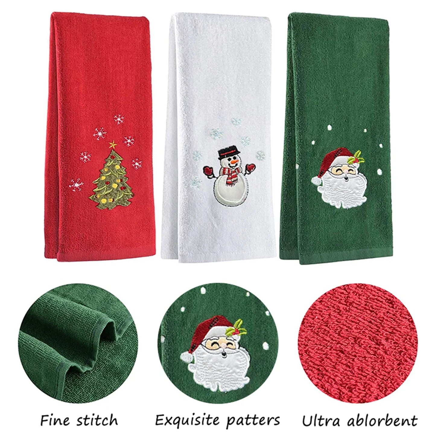 New Year Christmas Embroidered Bath Towel Set for Festive Cheer