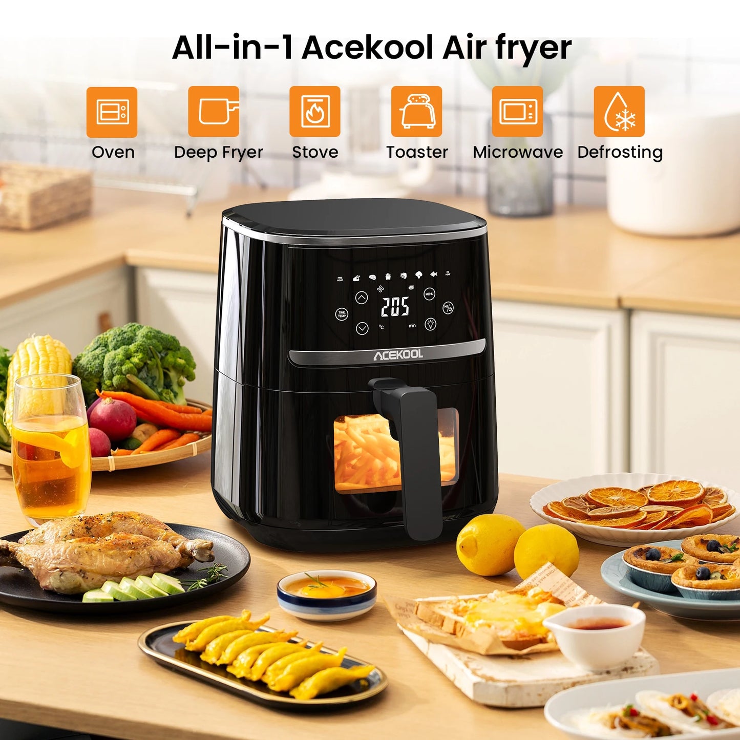Digital Air Fryer Toaster Oven With 8 Presets And Window