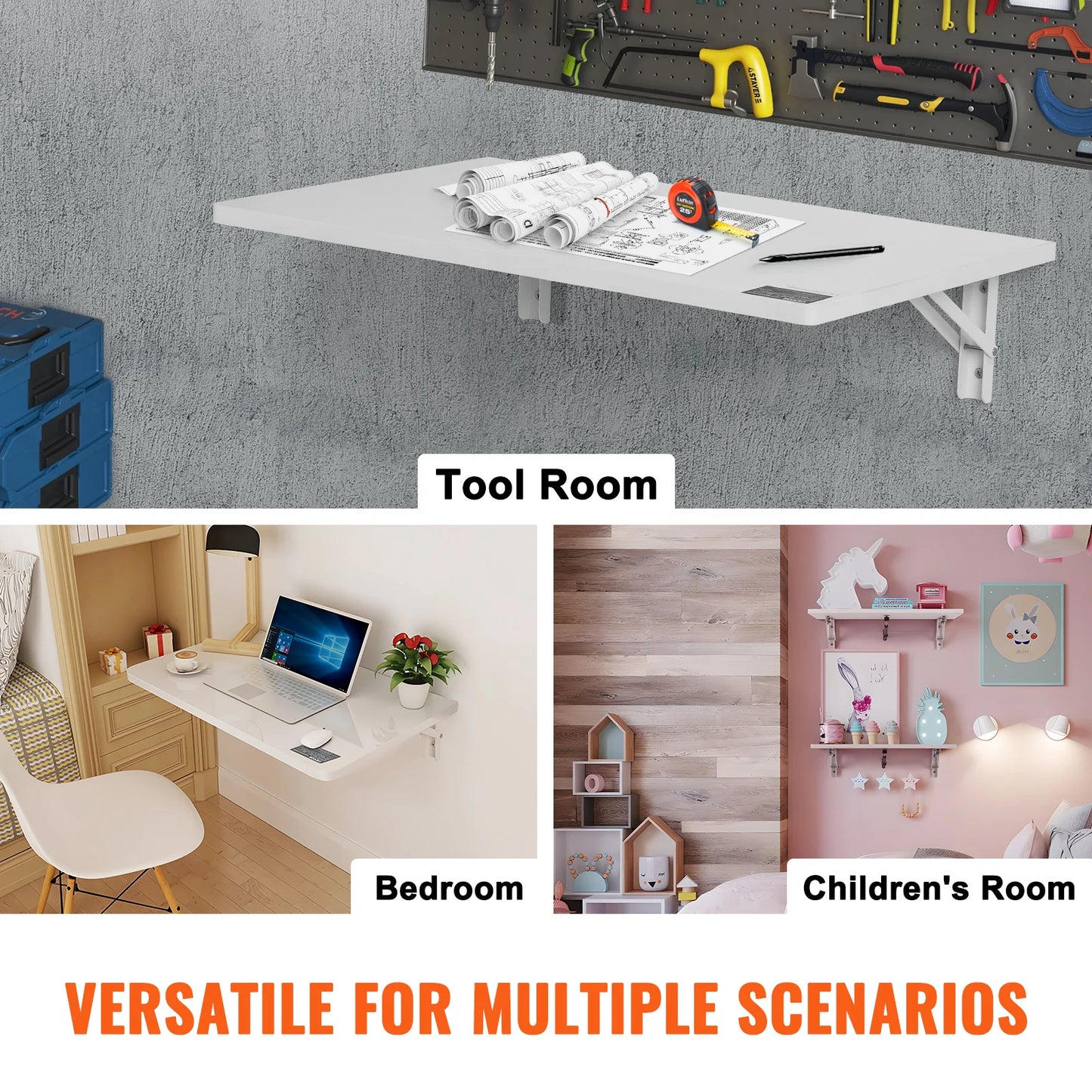 Vevor Wall Mounted Folding Desk With Fold Down Bracket