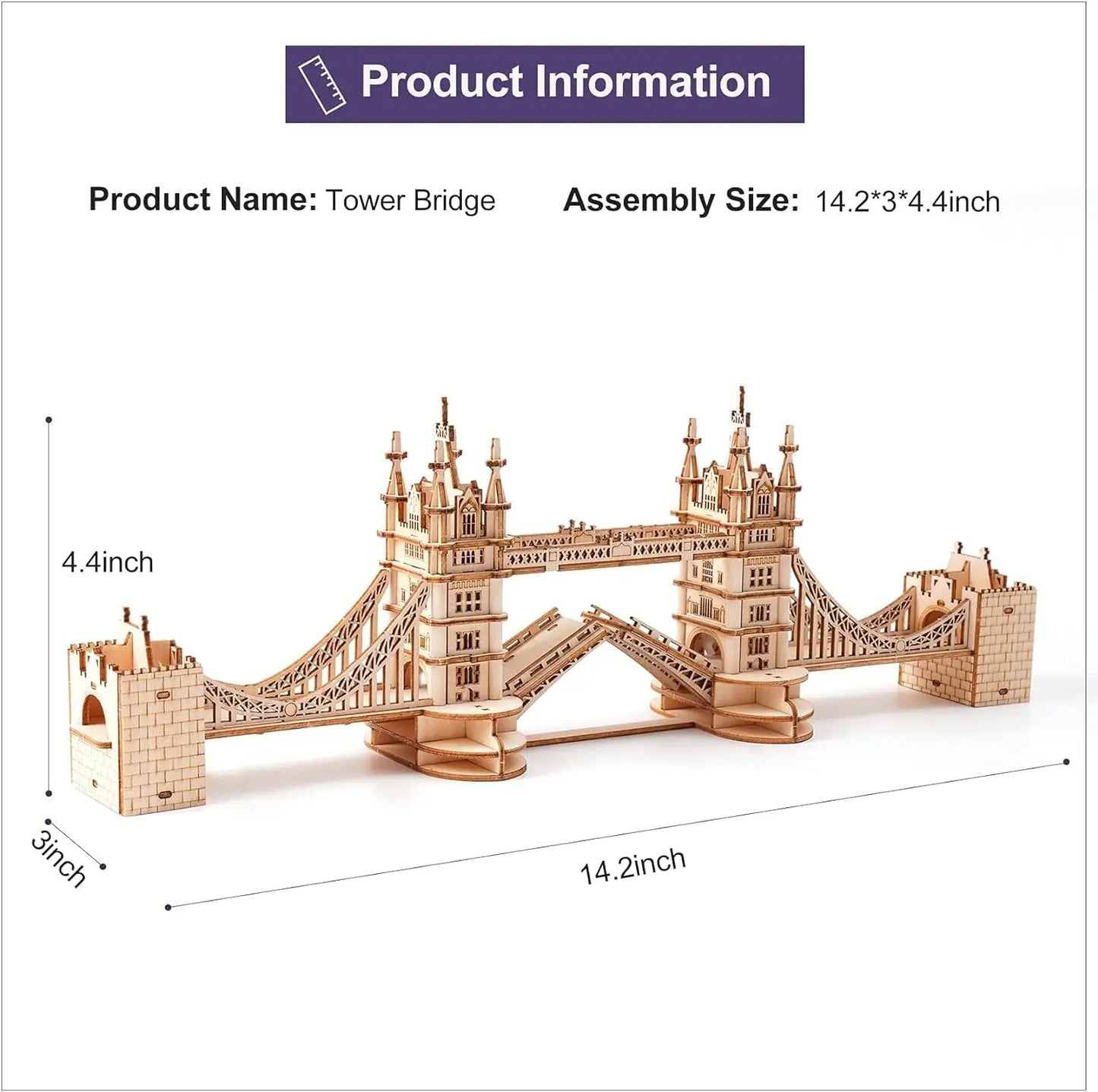 Robotime 3D Wooden Puzzle Kit Tower Bridge Big Ben Set