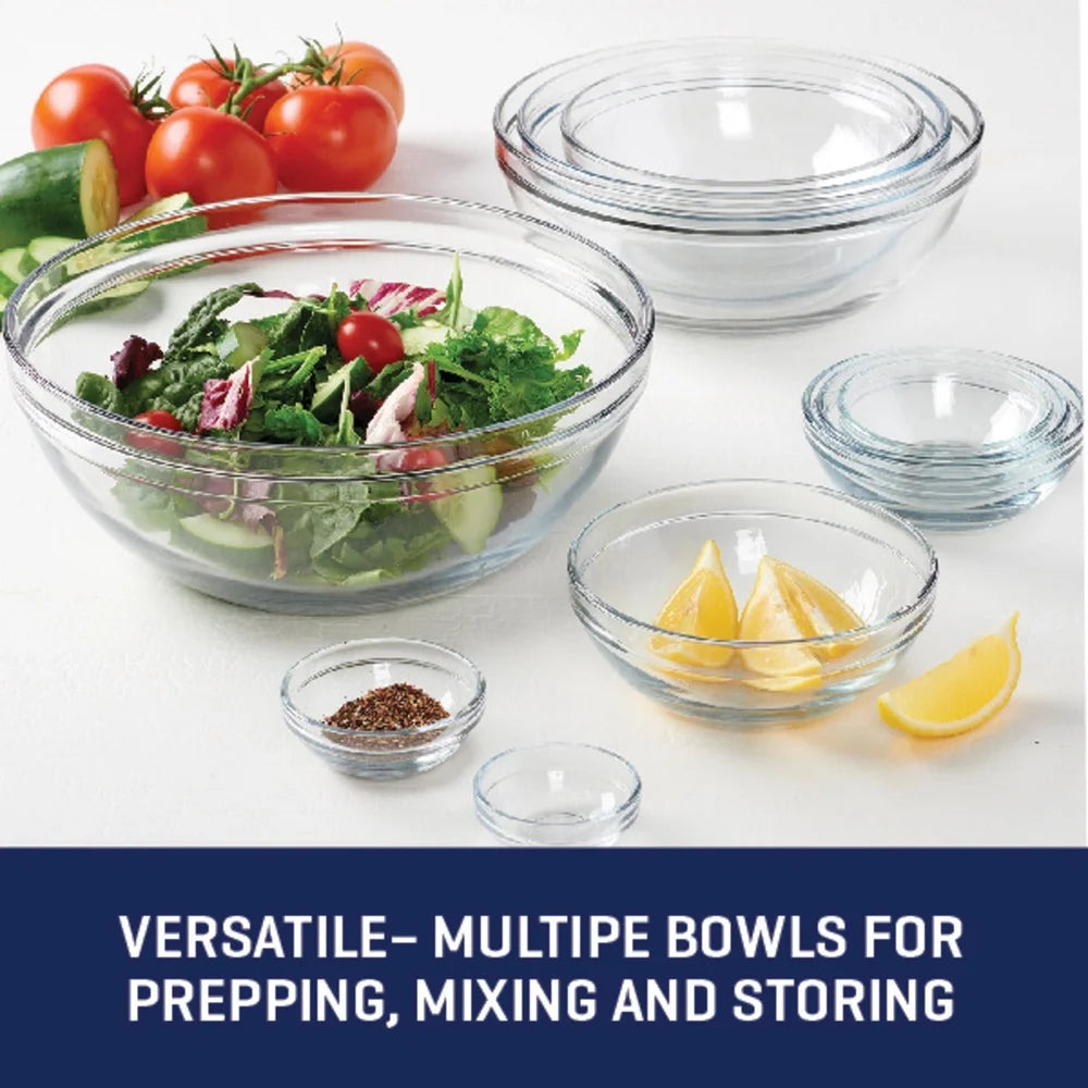 Glass Mixing Bowl Set 10 Piece Nesting Kitchen Essentials