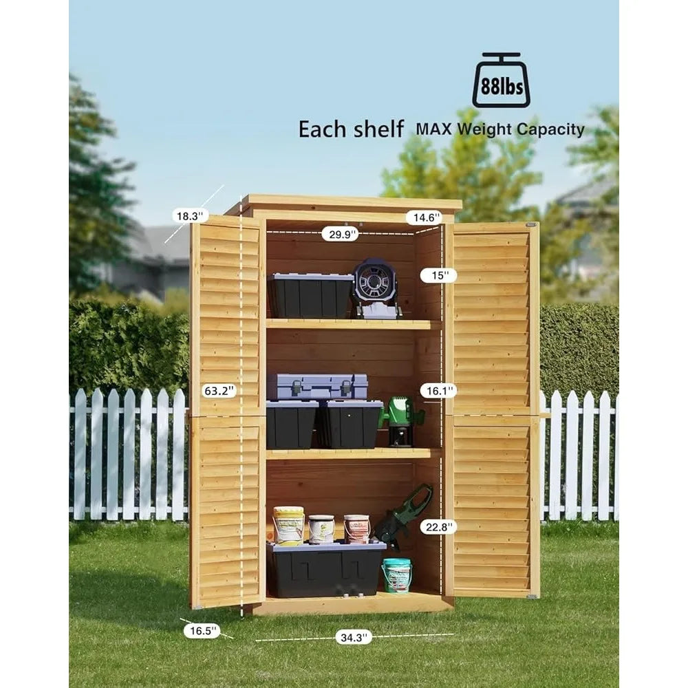 Lockable Storage Cabinet with Double Doors and Three Shelves